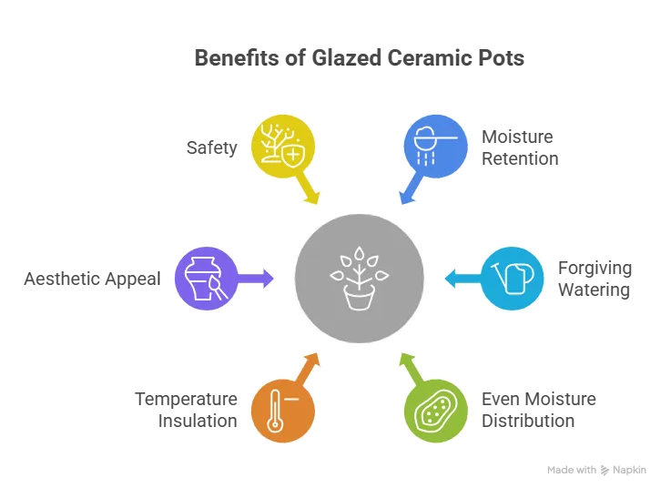 pros of glazed ceramic pots illustration